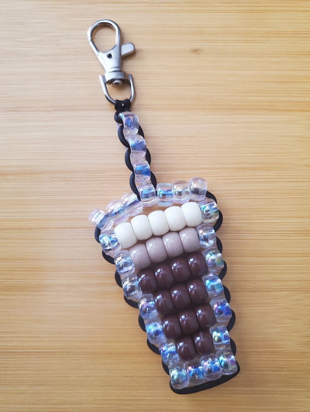 Handmade Beaded Iced Coffee Shaped Keychain/Bag Charm